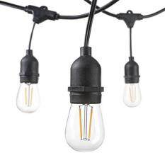 Hudson Pencahayaan-Tali LED Lampu-48 Kaki-Garansi 3 Tahun-Tahan Cuaca LED String Lampu UL terdaftar-15 Gantung Soket-15 S14 2 Watt Bohlam LED Termasuk-Kelas Komersial String Lampu