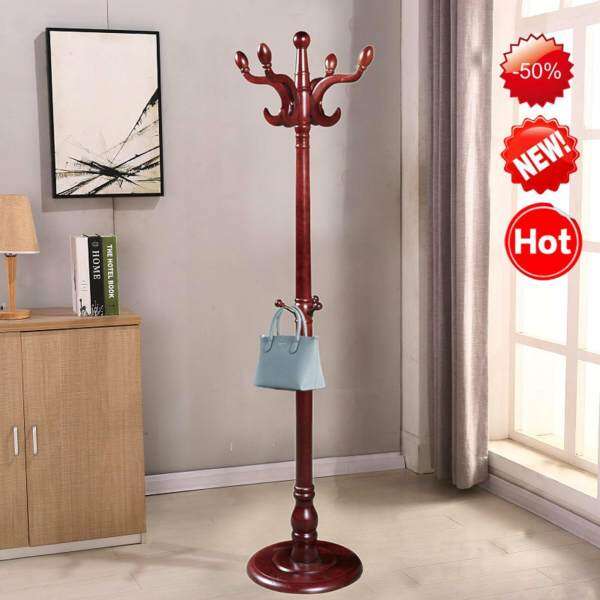 4 Color Modern High-end (solid Wood) Round Base Multiple Hooks Coat Hanger, Hat Rack. (Brown,Pink,Red,White) - intl