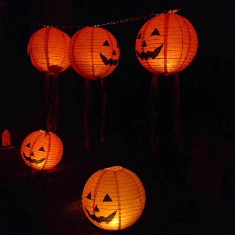 Paper Pumpkin Smiling Face Hanging Lantern Light Lamp Halloween Party Decor - intl