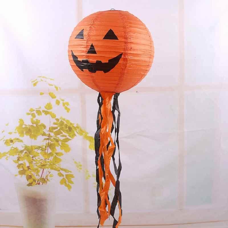 Paper Pumpkin Smiling Face Hanging Lantern Light Lamp Halloween Party Decor - intl