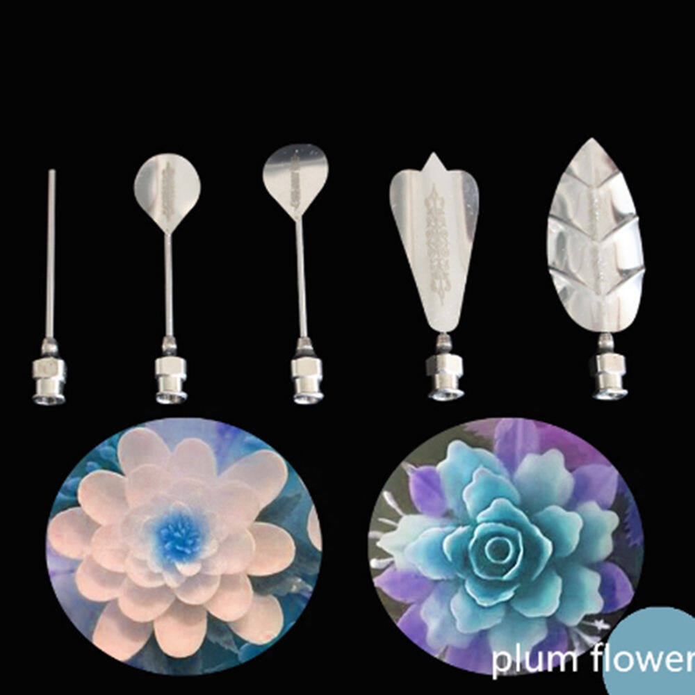พลัมดอกไม้ 5 ชิ้น 3D วุ้นเข็มเครื่องมือเจลลี่เค้กเจลาตินพุดดิ้งหัวฉีด - นานาชาติ