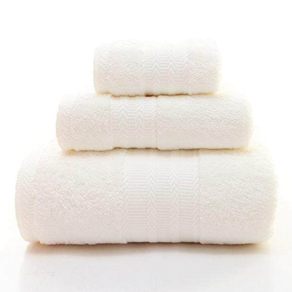 Ruichun Amazon Belanja Online Murah Panjang-Staple Katun Hijau Handuk Set (Putih)-Internasional