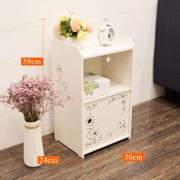 RuYiYu - Small Plastic-Wood White Bed End Table Nightstand Bathroom Cabinet Kids Furniture Bookcase Table, Creative Water-proof Living Room Multifunctional Assemble Cabinet