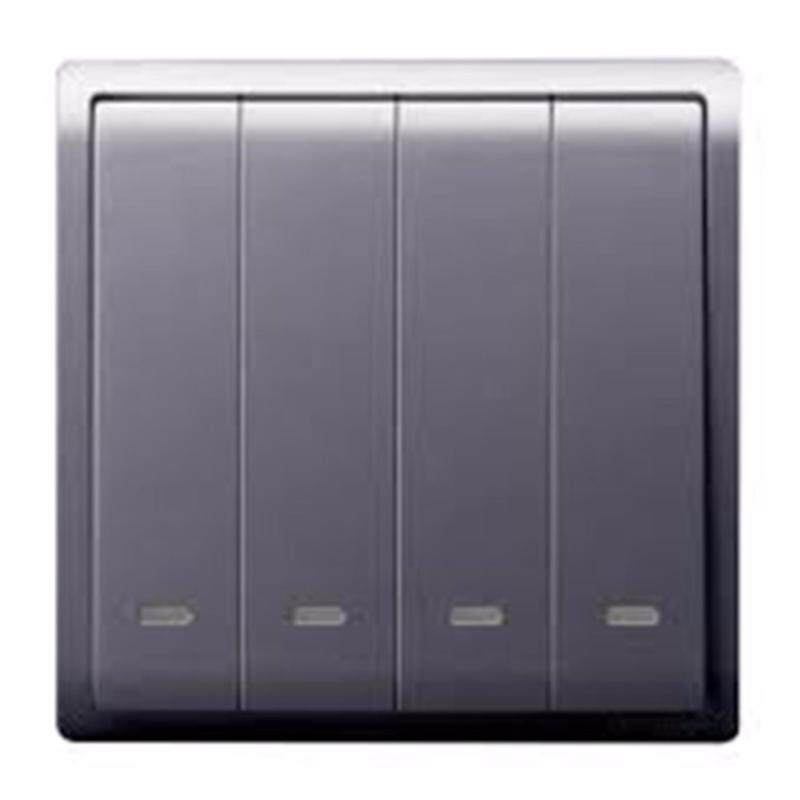 Schneider Pieno 10AX 250V 4 Gang 2 Way Switch with Flourescent Locator, Silver