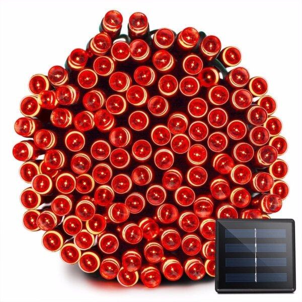 RUI HE Solar Christmas Lights 72ft 22m 200 LED 8 Modes Solar Fairy String Lights for Outdoor. Gardens. Homes. Wedding. Christmas Party. Waterproof (Red)