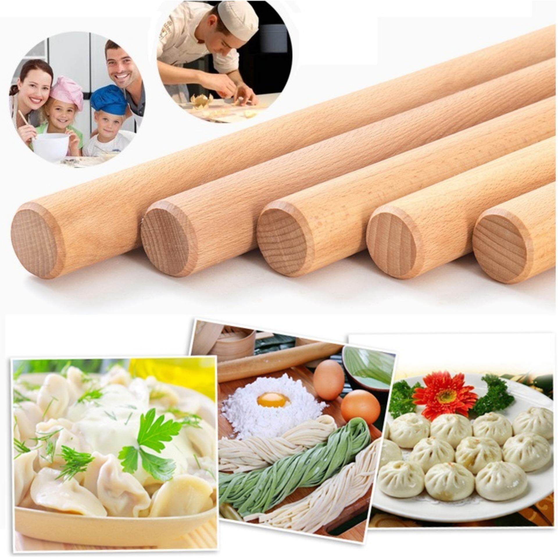 Wooden Flour Dough Rolling Pin Roller Stick 9.2 Inch Length Wood Color - intl