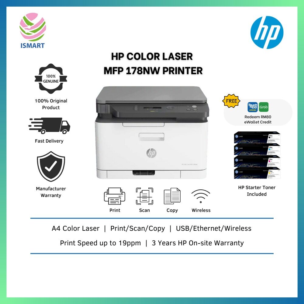 Hp Printer Color Laser Mfp Nw Print Scan Copy Usb Ethernet Wi