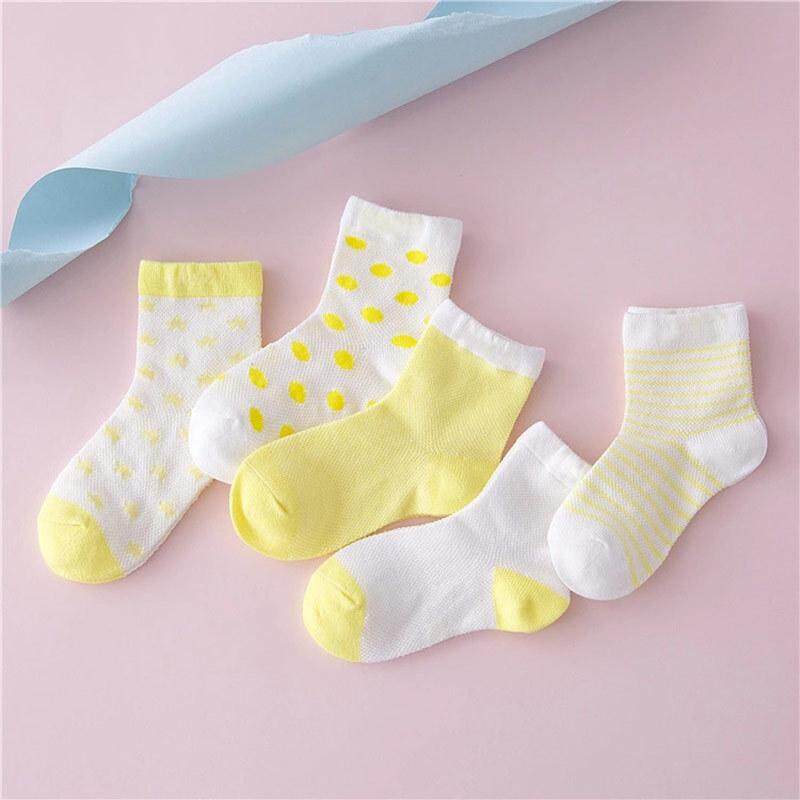 5 Pasang Anak Laki-laki Girsl Kaos Bahan Kapas Sisir Kaus Kaki Nyaman Bernapas Bayi Baru Lahir Kaus Kaki Anak-anak untuk 0-5 Tahun Bayi