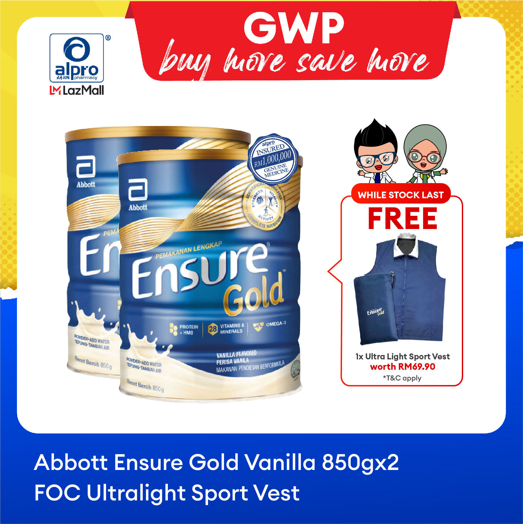 Alpro Pharmacy Abbott Ensure Gold Vanilla Gx Foc Ultralight Vest