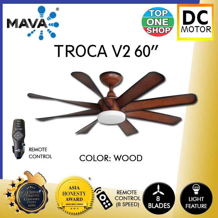 Mava Fan Troca V Inches Dc Motor Blades C Led Light Ceiling Fan