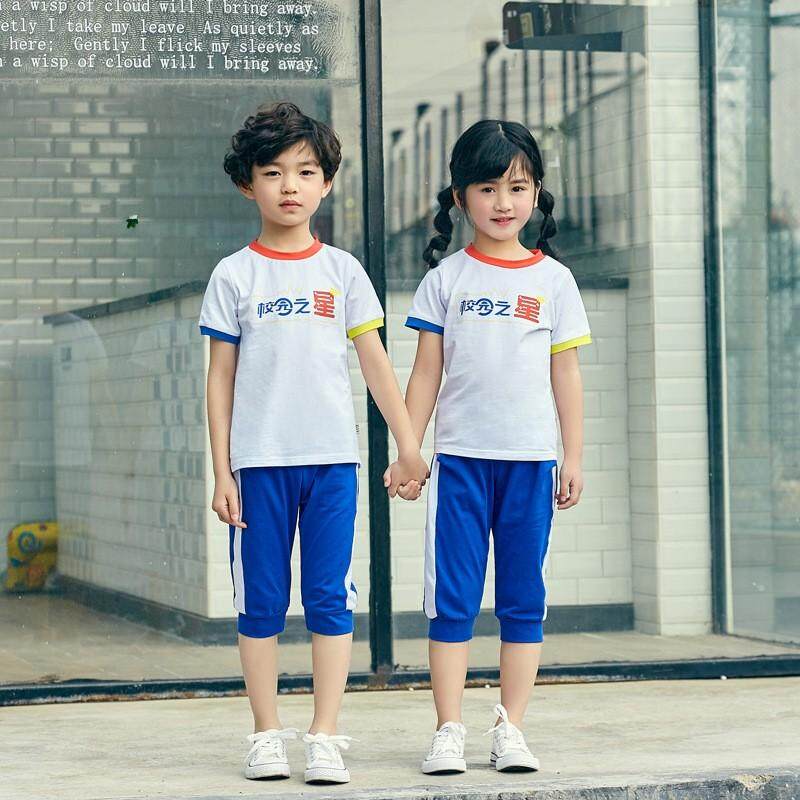 ฤดูร้อน 2019 ใหม่ Kids'Dress เกาหลีเด็กชายและเด็กหญิงโรงเรียนเสื้อแขนสั้นเครื่องแบบกลางกางเกง 2 ชิ้นผ้าฝ้ายชุดสบาย ฤดูร้อน 2019 ใหม่ Kids'Dress เกาหลีเด็กชายและเด็กหญิงโรงเรียนเสื้อแขนสั้นเครื่องแบบกลางกางเกง 2 ชิ้นผ้าฝ้ายชุดสบาย