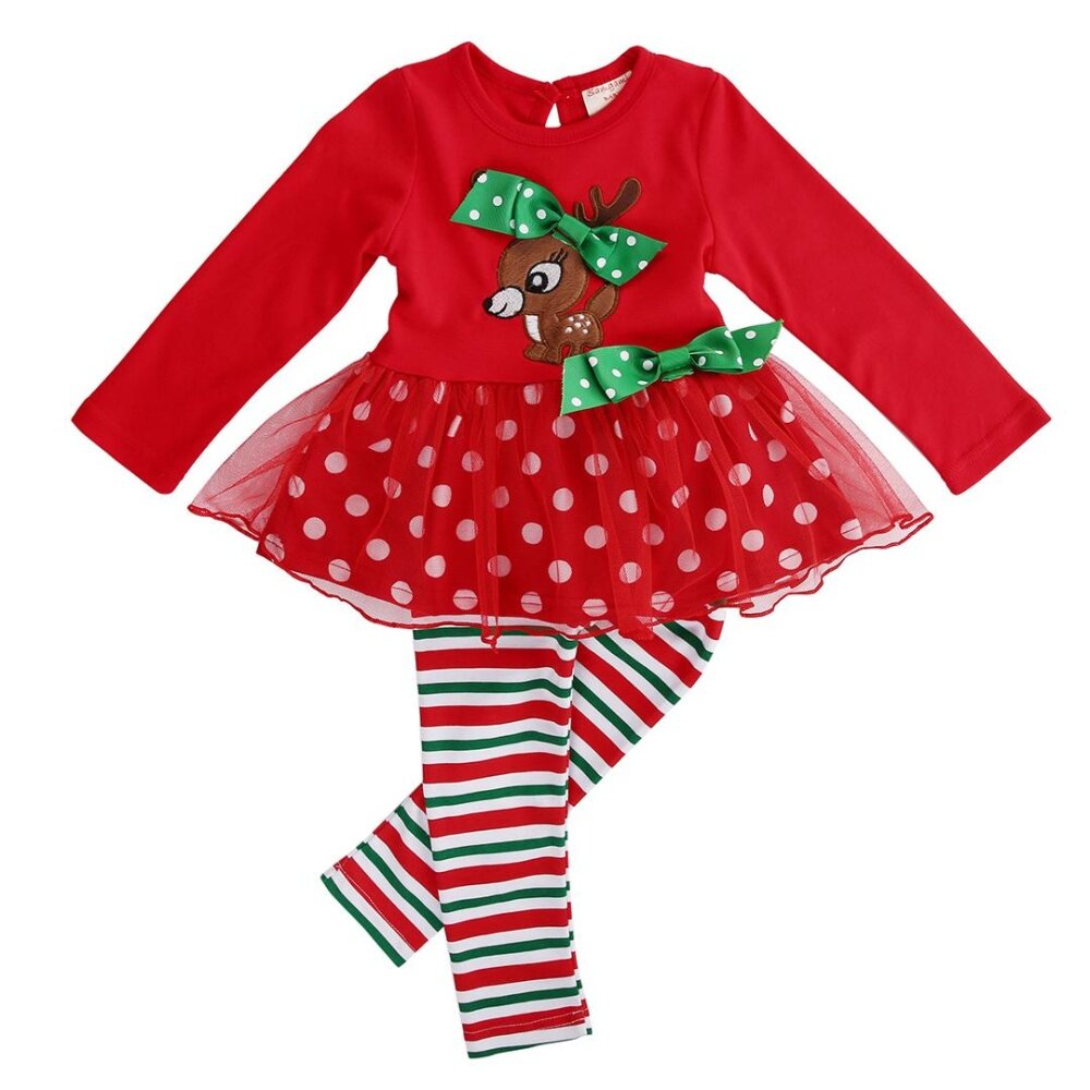 Christmas Kids Baby Girls Xmas Tops Romper + Long Pants Trousers Outfits Set Christmas Kids Baby Girls Xmas Tops Romper + Long Pants Trousers Outfits Set