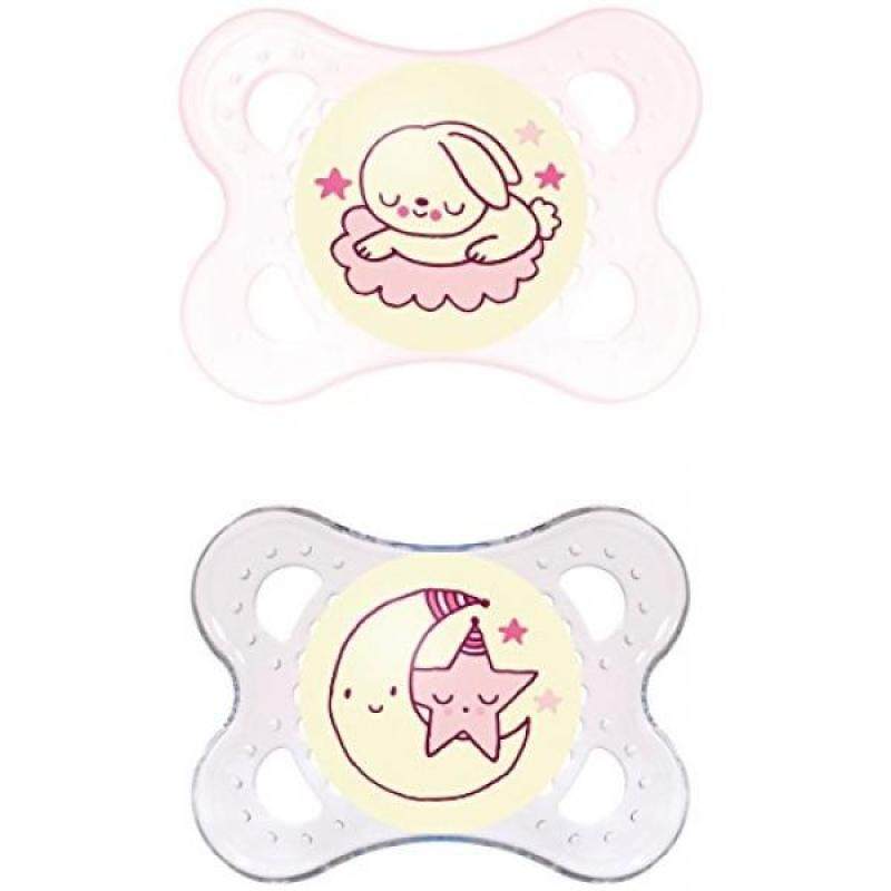 MAM Night Orthodontic Pacifier, Girl, 0-6 Plus Months, 2-Count - intl Singapore
