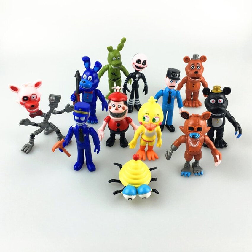 BARU 12 Pcs/set 2� X9D-4.5 � X9D Lima Malam Di Freddys Gambar FNAF ChicaBonnie Foxy Freddy Fazbear Bear Doll PVC Action Figures Mainan-Internasional
