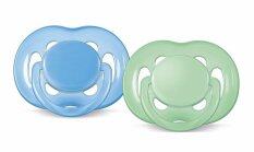Philips Avent Free Flow Soothers 6-18 Months (Blue & Green) BPA-Free - Twin Pack