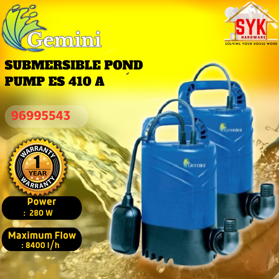 SYK Gemini ES 410 A Submersible Pump Auto Pond Pump Tank Water Pump Pam