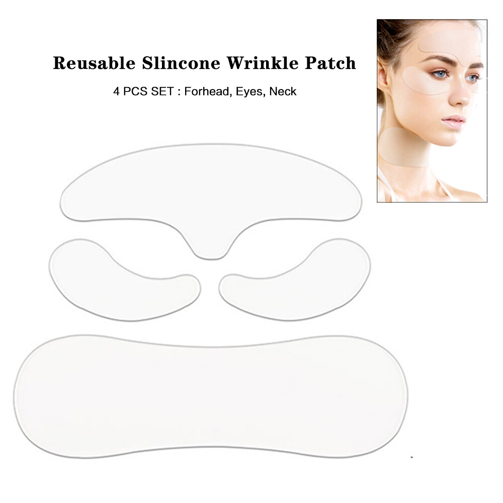 4 in 1 Reusable Slicone Anti-wrinkle Forehead Sticker Eye Neck Patch Face Lifting Set