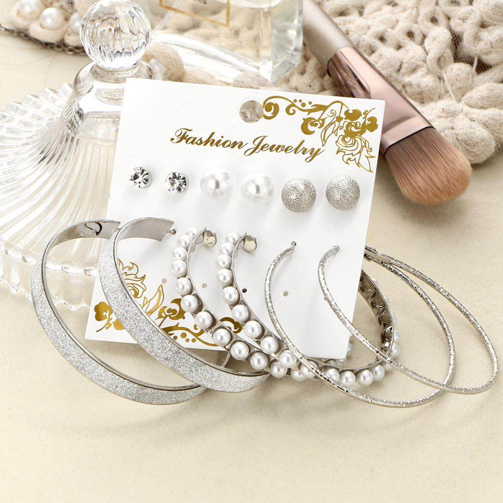 6 Pairs Women Matte Large Circle Fashion Earrings Set 6 Pairs Women Matte Large Circle Fashion Earrings Set