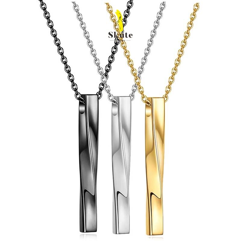 Fashion New Black Rectangle Pendant Necklace Men Trendy Simple