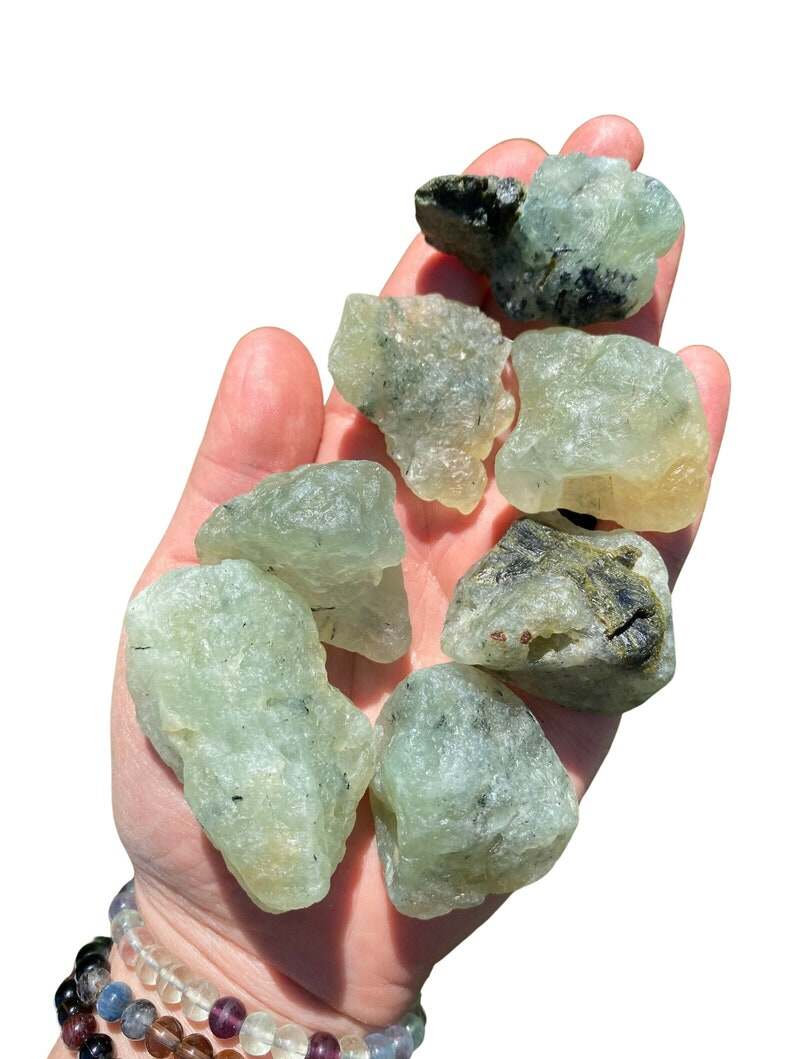 Raw Prehnite Stone Epidote Inclusions Raw Prehnite Crystal