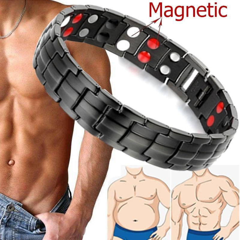 Health Energy Bracelet Men Black Arthritis Bio Magnet Therapy Stainless