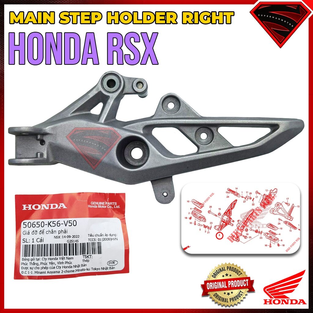 Original Honda Rsx Front Footrest Bracket Rs X Main Step Holder