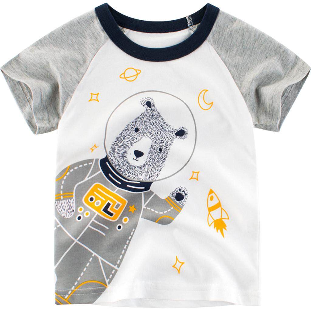 KATATA ทารกแรกเกิดเด็กเสื้อพิมพ์ลายการ์ตูน T เสื้อเสื้อเชิ้ตสีพื้นเสื้อผ้าฤดูร้อน KATATA ทารกแรกเกิดเด็กเสื้อพิมพ์ลายการ์ตูน T เสื้อเสื้อเชิ้ตสีพื้นเสื้อผ้าฤดูร้อน