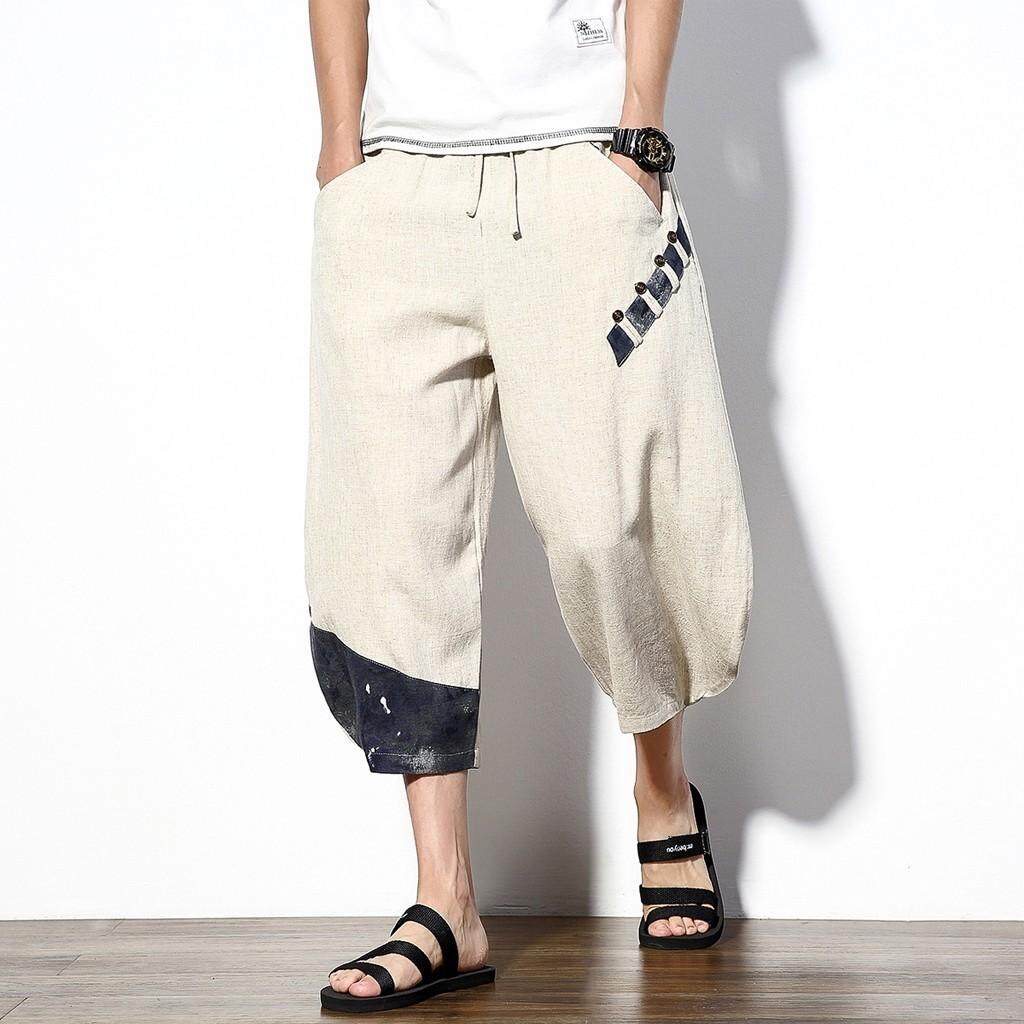 Dcoteres ผู้ชาย Casual Slim กางเกงกีฬาลูกวัวความยาวกางเกงผ้าลินินกางเกงแบ็กกี้กางเกงฮาเร็มกางเกง Dcoteres ผู้ชาย Casual Slim กางเกงกีฬาลูกวัวความยาวกางเกงผ้าลินินกางเกงแบ็กกี้กางเกงฮาเร็มกางเกง