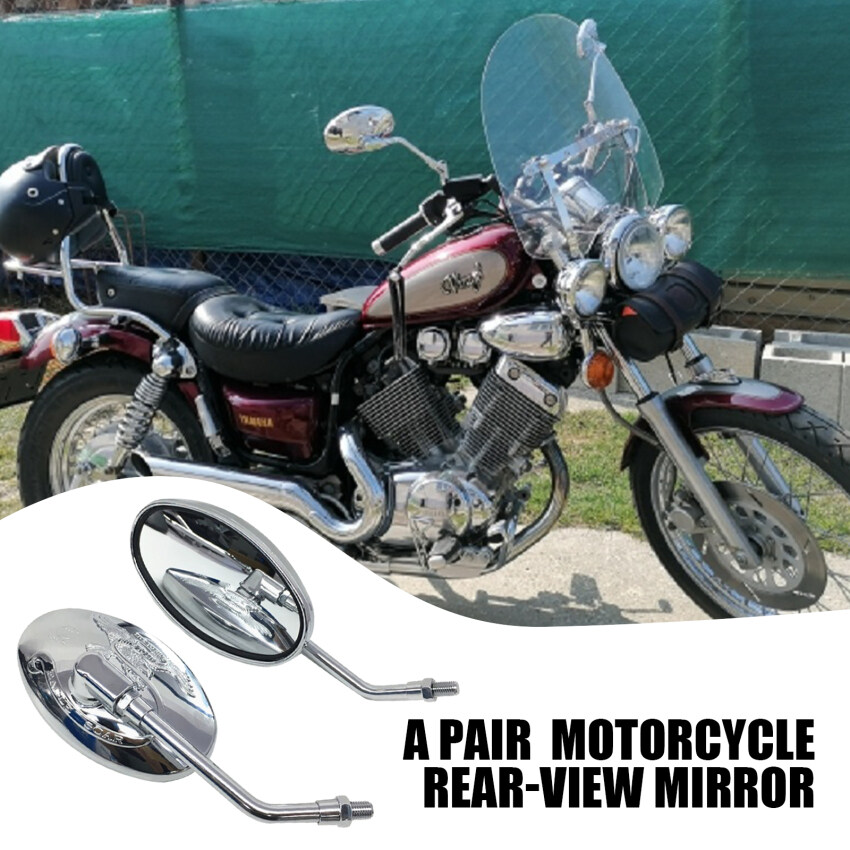 Universal Motorcycle Oval Chrome Rearview Mirrors 10MM Motorbike Side