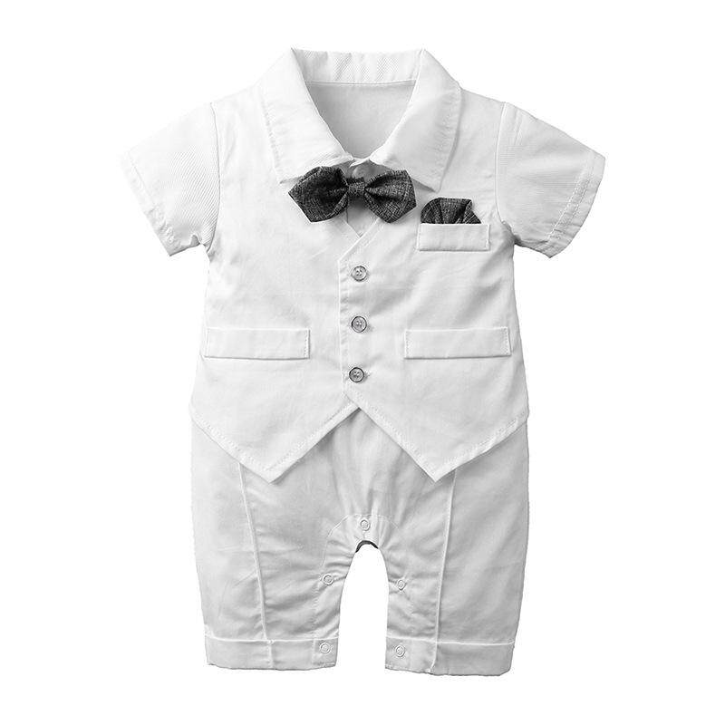 ❤️Cutiebaby Bayi Laki-laki Musim Panas Pendek Dasi Lengan Pria Setelan Jas Tiga Potong Baju Jumpsuit
