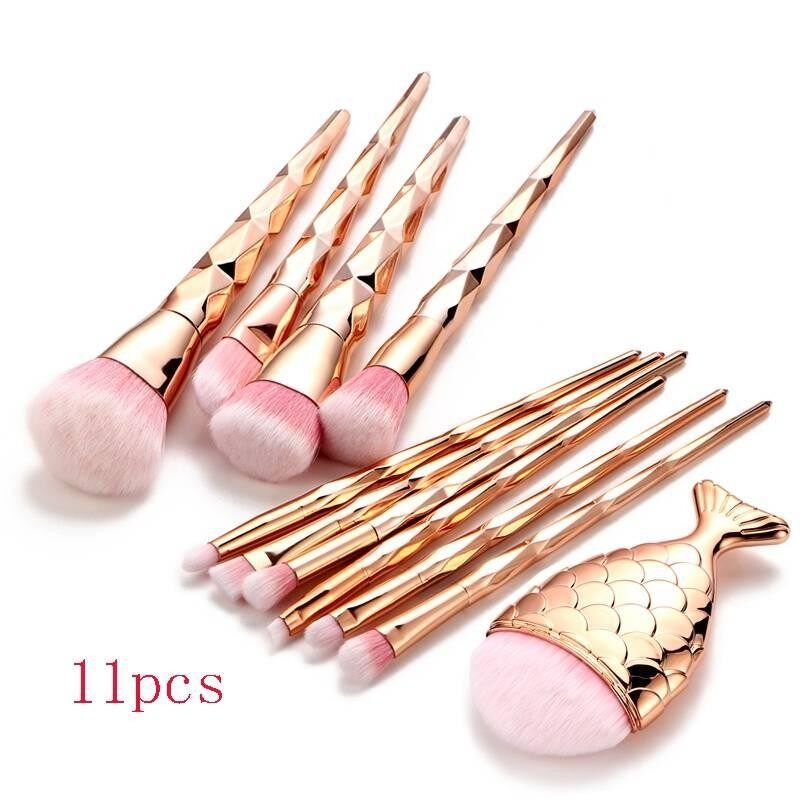11pcs/set Trendy Mermaid Unicorn Horn Makeup Brush Set Foundation Powder Brush - intl 11pcs/set Trendy Mermaid Unicorn Horn Makeup Brush Set Foundation Powder Brush - intl