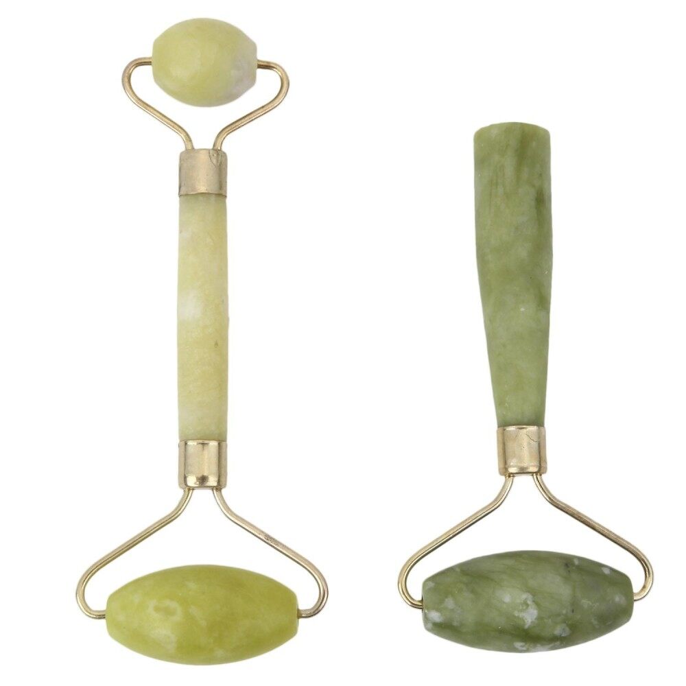 2 ชิ้น Facial หยกนวด Roller ใบหน้า Body Eye HEAD คอเครื่องมือความงามธรรมชาติ, สีเขียว