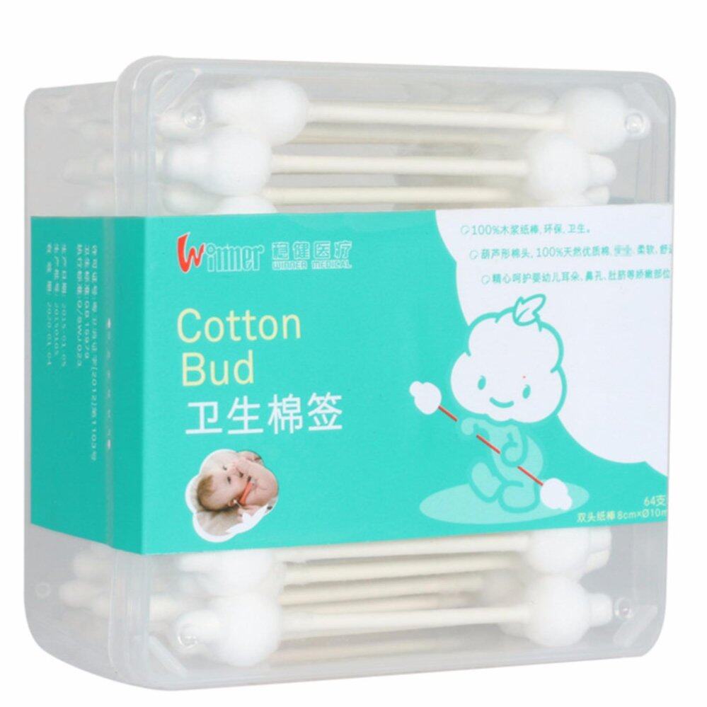 64 Piece/Package Double Hourglass Head Swabs Pure Cotton Buds Baby Care Tool
