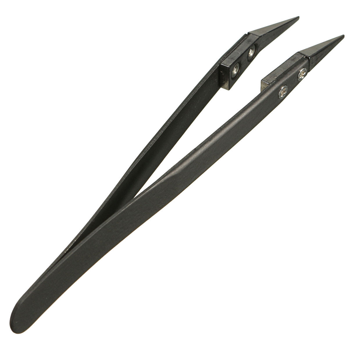 ทนความร้อนได้สแตนเลสคีบบิดเซรามิคไม่เป็นฉนวนนำ Pointed TIP สีดำเล็กๆน้อยๆคีมหัวโค้ง