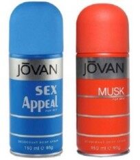 Men’s Jovan Musk & Sex Appeal Deodorant Body Spray (150ml) – Total 2 Bottles, 1 Each