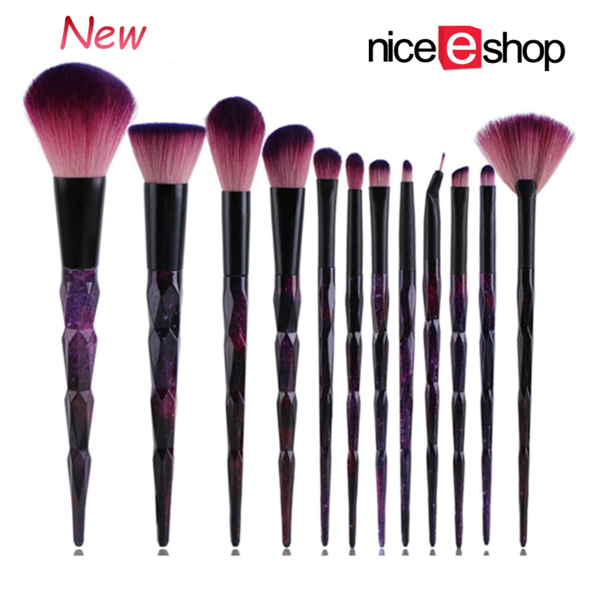 NiceEshop ชุดแปรงแต่งหน้า 12 ชิ้นเพชรที่จับสบายนุ่มแต่งหน้าแปรงแต่งหน้าอายแชโดว์เครื่องสำอางค์แปรงชุด-นานาชาติ NiceEshop ชุดแปรงแต่งหน้า 12 ชิ้นเพชรที่จับสบายนุ่มแต่งหน้าแปรงแต่งหน้าอายแชโดว์เครื่องสำอางค์แปรงชุด-นานาชาติ