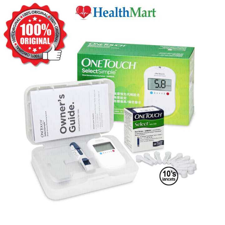 One Touch Select Simple Blood Glucose Monitor With 10s Strips And 10s ...