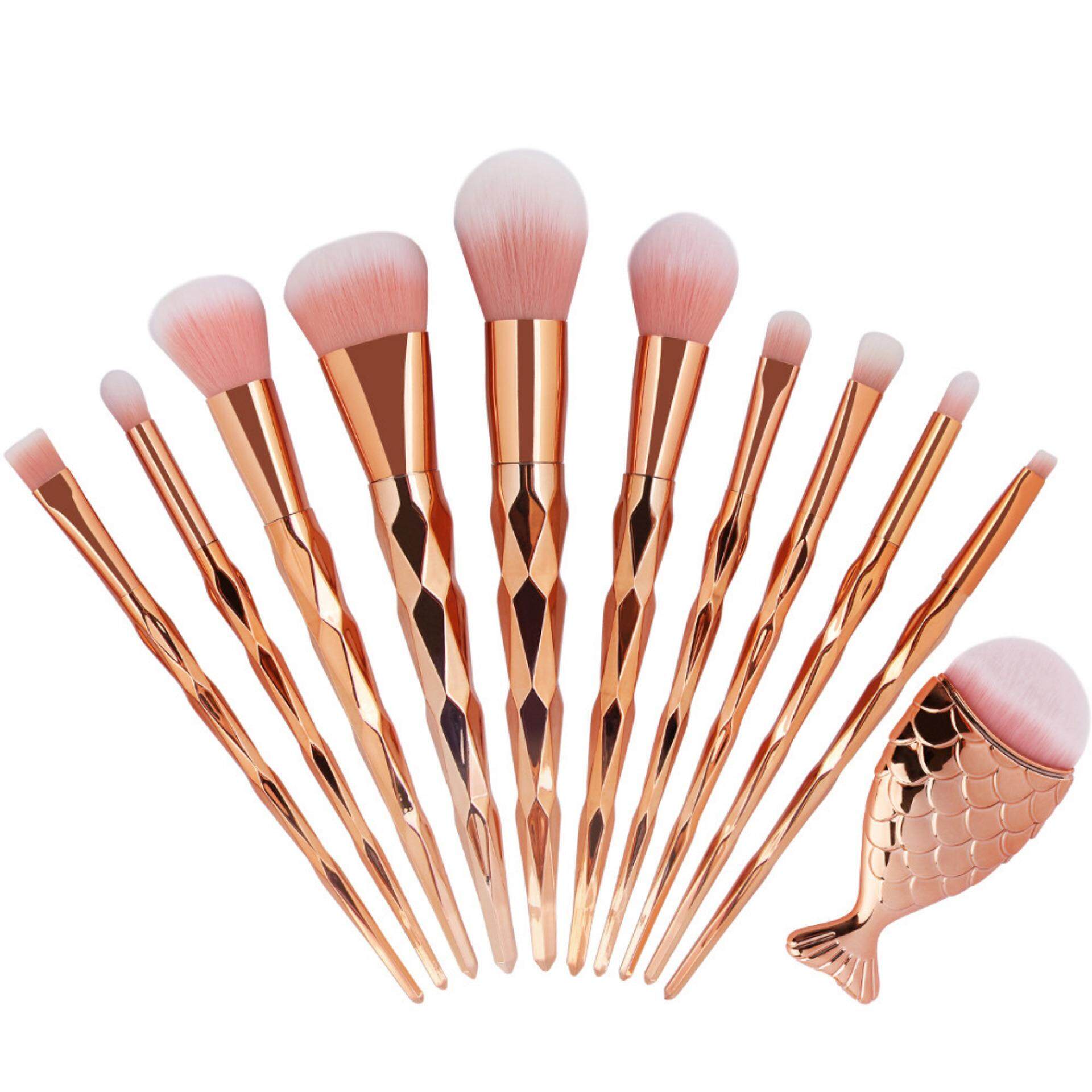 Rondaful 11pcs Makeup Brushes Foundation Brushes Powder Eye Shadow Concealer Blender Mermaid Shaped Brush with Uneven Handles Molded with Diamond Shapes Rondaful 11pcs Makeup Brushes Foundation Brushes Powder Eye Shadow Concealer Blender Mermaid Shaped Brush with Uneven Handles Molded with Diamond Shapes
