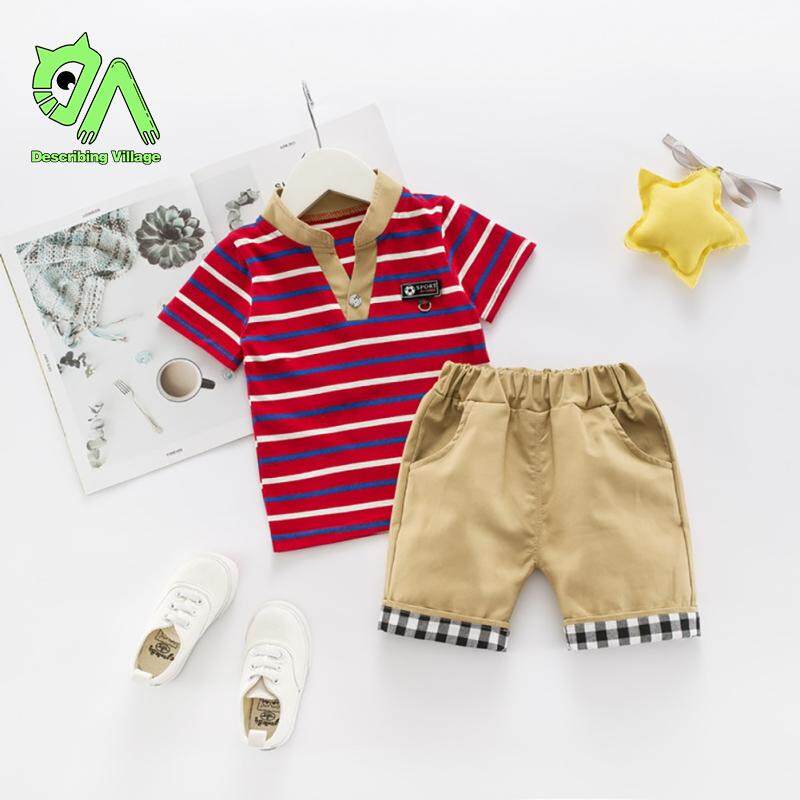 Village 2 ชิ้น/เซ็ต Boy เสื้อยืดและกางเกงขาสั้นลายเด็กแขนสั้นผ้าฝ้ายนุ่มแฟชั่นชุด Village 2 ชิ้น/เซ็ต Boy เสื้อยืดและกางเกงขาสั้นลายเด็กแขนสั้นผ้าฝ้ายนุ่มแฟชั่นชุด