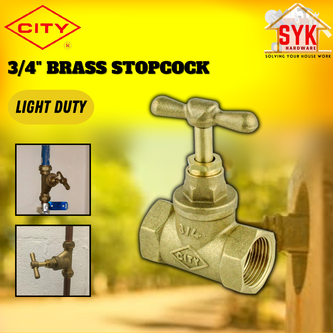 SYK City 3 4 Inch Brass Stopcock Light Duty Stop Valve Pipe Fitting