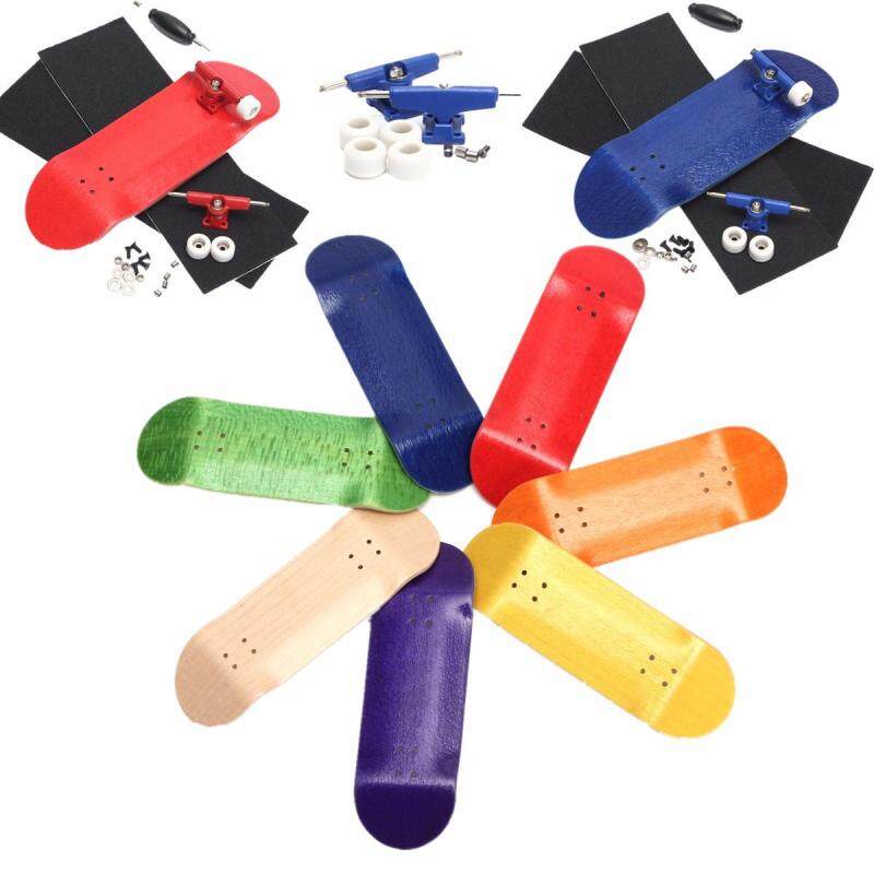 5 Set Basic Complete Wooden Fingerboard Finger Scooter with Bearing Grit Box Foam Tape Blue - intl