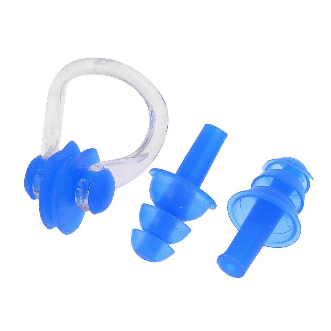 Adults Pairs Blue Swimming Silicone Ear Plugs with Nose Clip Adults Pairs Blue Swimming Silicone Ear Plugs with Nose Clip