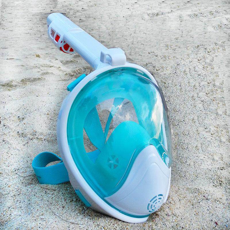 Wajah Penuh Anti-Kabut dan Tahan Bocor Snorkeling Selam Masker dengan Area 180 Derajat Tampilan dan Kamera Aksi Gunung- Hijau