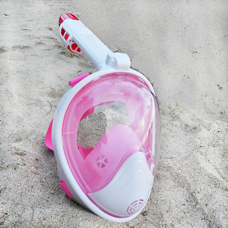 Wajah Penuh Anti-Kabut dan Tahan Bocor Snorkeling Selam Masker dengan Area 180 Derajat Tampilan dan Kamera Aksi Gunung- Pink