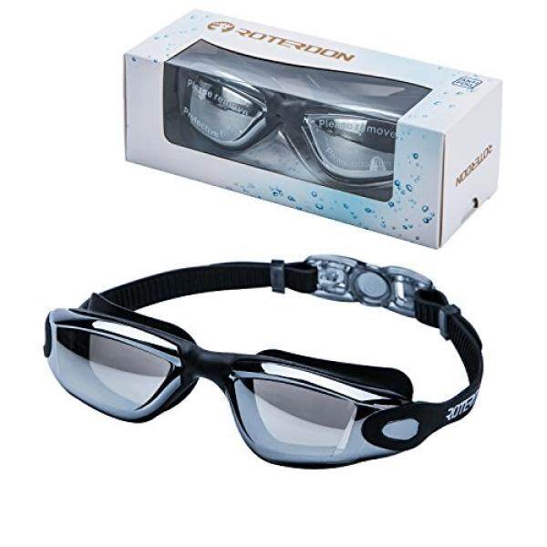 Swimming Goggles, Roterdon Swim Goggles Orang Dewasa Anti Fog Water Proof Kids Mata UV Perlindungan Mirrored Racing Air Goggle untuk Pria Wanita Youth Junior dari Berenang Di Toko Online (Hitam) -Intl