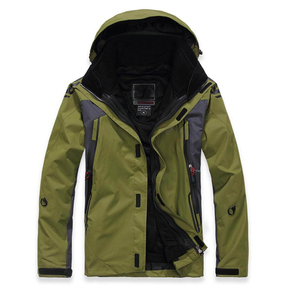 Coromose Musim Dingin Anti-Air Softshell Pria Jaket Luar Ruangan Sport Anti-Air Tahan Angin Hangat Batin Bulu Mantel Warna: Hijau Angkatan Darat Ukuran: XL Keberuntungan-G-Internasional