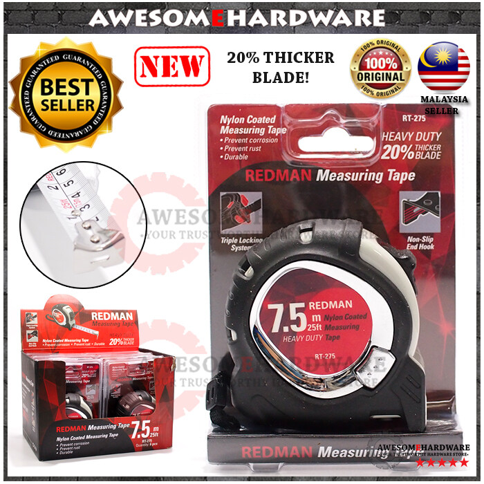 WHITE TAPE REDMAN HEAVY DUTY RT 275 7 5M MEASURING TAPE NYLON COATED