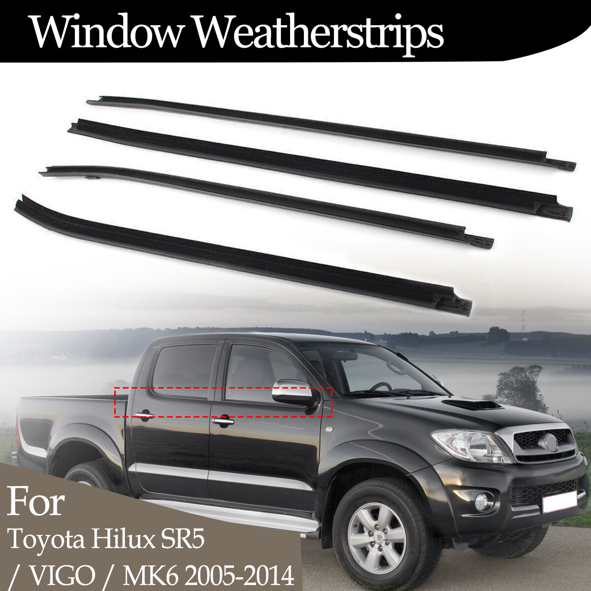 Pcs Car Weatherstrip Moulding Trim Door Outer Window Seal Rubber Belt