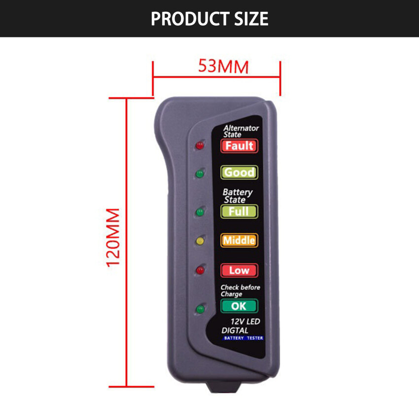 Mini V Car Battery Tester Digital Alternator Tester Led Lights