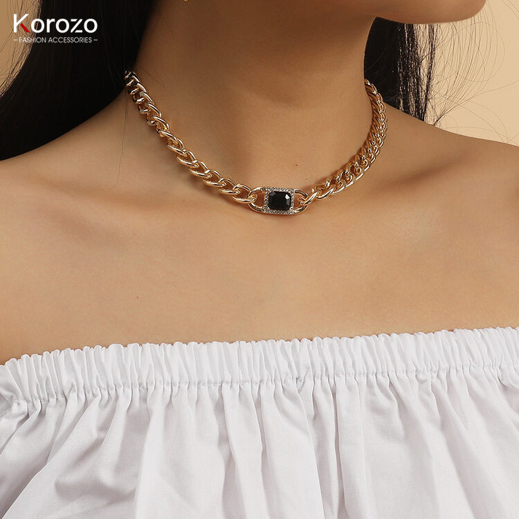 Korozo Jewelry New Thick Chain Necklace Earrings Set Hip Hop Punk Metal